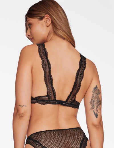 Мягкий треугольный бюстгальтер без косточек Esotiq BLESSY 40577, Цвет: черный+беж, Размеры: S, изображение 4