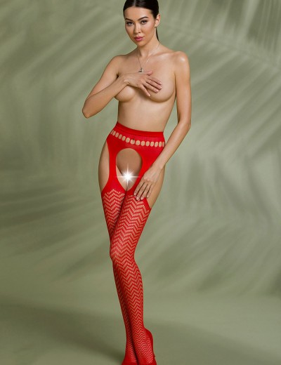 Красные колготки с открытой попой Passion ECO S 002 red, Цвет: красный, Размеры: 1/2, изображение 3