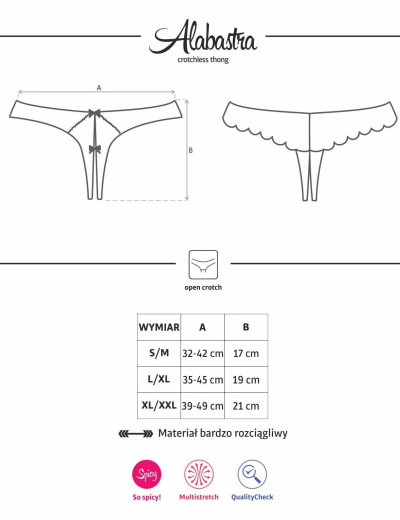 Сексуальные трусики Obsessive ALABASTRA CROTCHLESS THONG, Цвет: белый, Размеры: L/XL, изображение 5