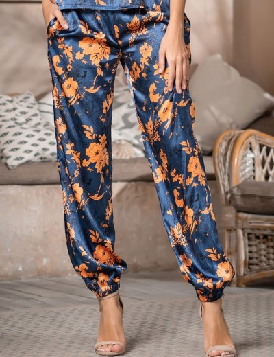 Шелковый комплект с цветочным принтом Mia-Amore QIARA 3825, Цвет: синий, Размеры: M, изображение 5