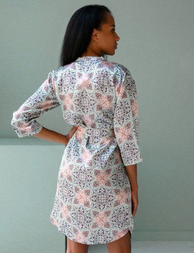 Короткий шелковый халат Mia-Mia ESMERALDA 15193, Цвет: мультиколор, Размеры: XS, изображение 2