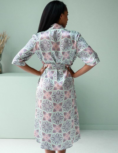 Длинный шелковый халат Mia-Mia ESMERALDA 15199, Цвет: мультиколор, Размеры: M, изображение 2