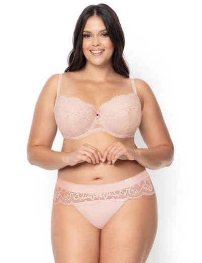 Кружевной бюстгальтер тонкий поролон Nipplex CARLA U, Цвет: пудра, Размеры: 85D, изображение 2