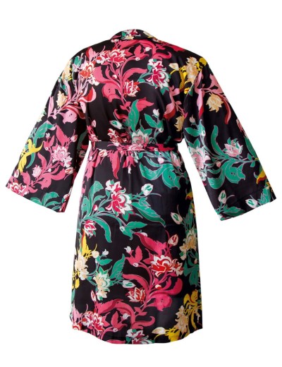 Атласный халат с цветами Nipplex CLARISA, Цвет: черный, Размеры: XL, изображение 4