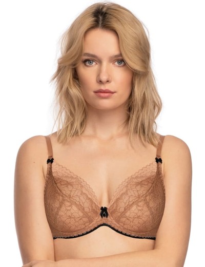 Кружевной бюстгальтер пуш-ап Nipplex ELISABETH P-UP, Цвет: карамель, Размеры: 75E, изображение 3