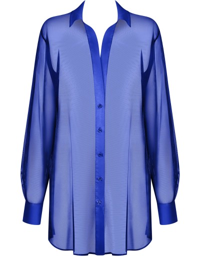 Синяя полупрозрачная рубашка Obsessive STELLYA, Цвет: синий, Размеры: M/L, изображение 5