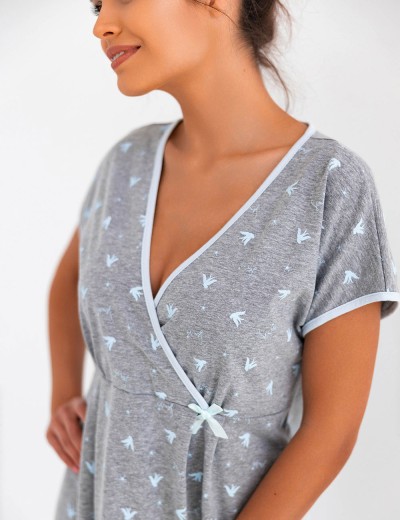 Серая сорочка из хлопка Sensis ELEANOR KOSZULA, Цвет: серый, Размеры: S, изображение 3