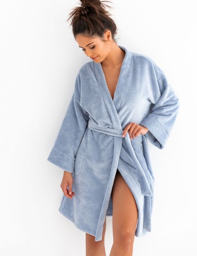 Теплый голубой халат Sensis HOLEE SZLAFROK, Цвет: голубой, Размеры: S/M, изображение 3