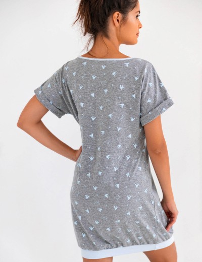 Хлопковая сорочка с коротким рукавом Sensis LEAH KOSZULA, Цвет: серый, Размеры: S, изображение 2