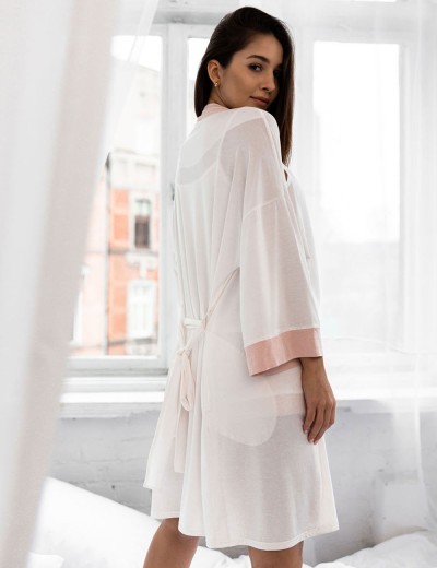 Белый халат из вискозы Sensis NELLI SZLAFROK, Цвет: белый, Размеры: L/XL, изображение 2