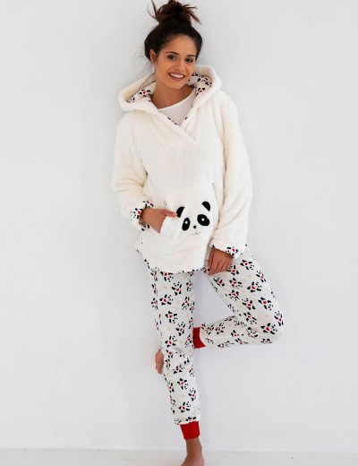 Плюшевая толстовка с капюшоном Sensis PANDA BLUZA, Цвет: белый, Размеры: L/XL, изображение 2