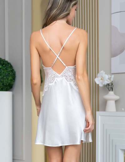 Шелковая сорочка с кружевом Mia-Amore AURELIA 3890 белый, Цвет: белый, Размеры: XL, изображение 2