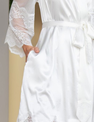 Короткий шелковый халат Mia-Amore AURELIA 3893 белый, Цвет: белый, Размеры: 2XL/3XL, изображение 5