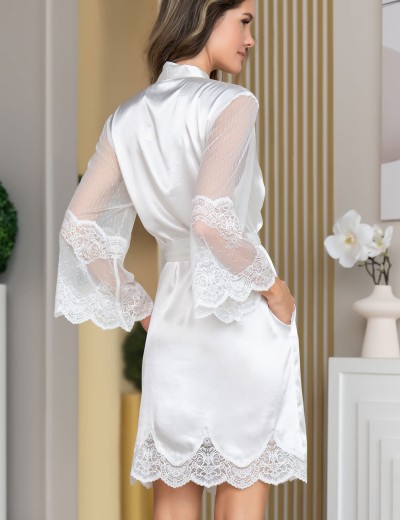 Короткий шелковый халат Mia-Amore AURELIA 3893 белый, Цвет: белый, Размеры: 2XL/3XL, изображение 2