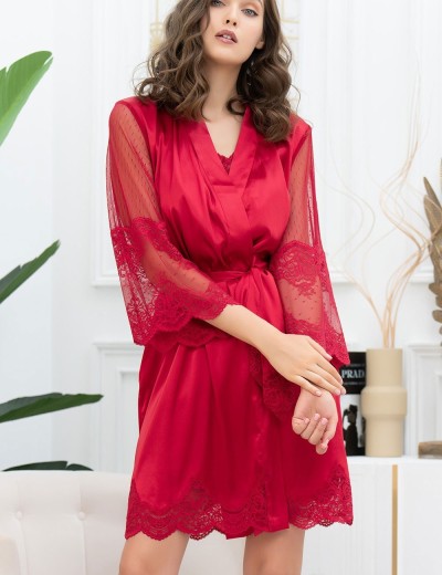 Короткий шелковый халат Mia-Amore AURELIA 3893 красный, Цвет: красный, Размеры: L/XL, изображение 4