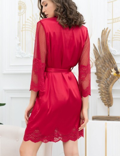 Короткий шелковый халат Mia-Amore AURELIA 3893 красный, Цвет: красный, Размеры: L/XL, изображение 2