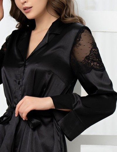 Шелковая рубашка-халат Mia-Amore AURELIA 3897 черный, Цвет: черный, Размеры: XL, изображение 5