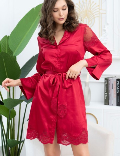 Шелковая рубашка-халат Mia-Amore AURELIA 3897 красный, Цвет: красный, Размеры: M, изображение 3