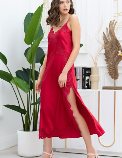 Длинная сорочка из натурального шелка Mia-Amore AURELIA 3898 красный, Цвет: красный, Размеры: S, изображение 4