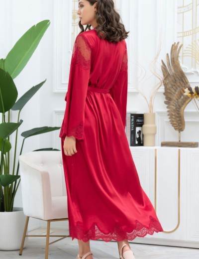 Шелковый халат длиной в пол Mia-Amore AURELIA 3899 красный, Цвет: красный, Размеры: S/M, изображение 3