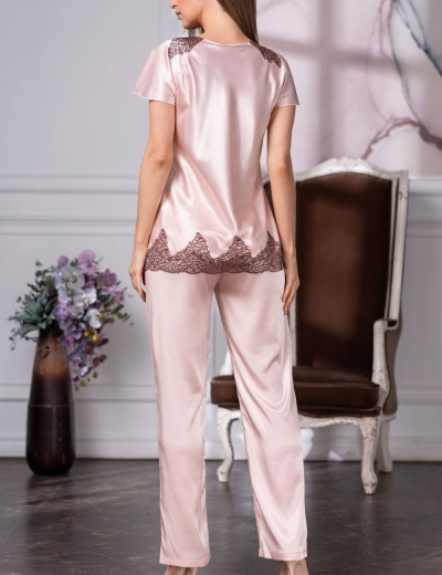 Шелковая пижама Mia-Amore MARILIN 3106 пудра, Цвет: пудра, Размеры: L, изображение 4