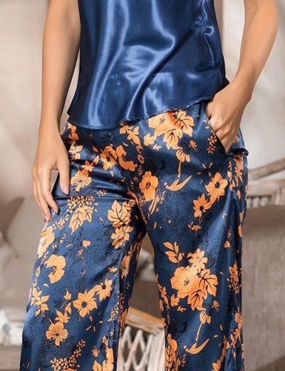 Шелковая пижама тройка Mia-Amore QIARA 3826, Цвет: синий, Размеры: L, изображение 7