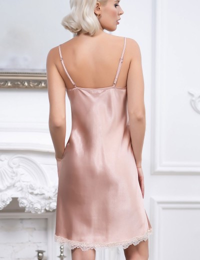 Короткая атласная сорочка Mia-Mella JULIA 8730 светлая пудра, Цвет: светлая пудра, Размеры: XL, изображение 2