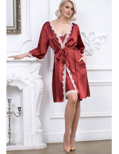 Атласный халат-кимоно Mia-Mella JULIA 8733 паприка, Цвет: паприка, Размеры: S/M, изображение 6 Атласный халат-кимоно Mia-Mella JULIA 8733 паприка, Цвет: паприка, Размеры: S/M, изображение 6