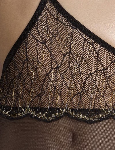 Полупрозрачный корсет +стринги Passion AMBERLY CORSET, Цвет: черный, Размеры: L/XL, изображение 3