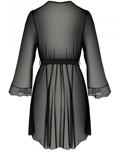 Полупрозрачный пеньюар Passion AMBERLY PEIGNOIR black, Цвет: черный, Размеры: 6XL/7XL, изображение 3 Полупрозрачный пеньюар Passion AMBERLY PEIGNOIR black, Цвет: черный, Размеры: 6XL/7XL, изображение 3