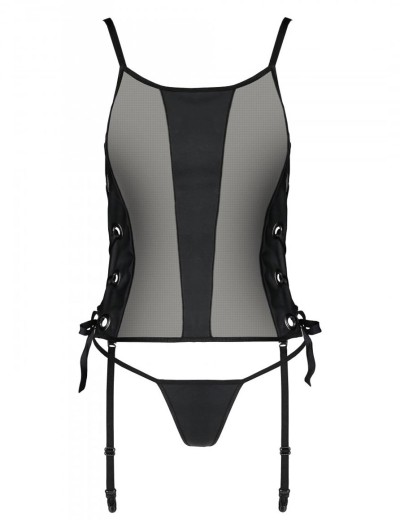 Соблазнительный корсет + стринги Passion MALWIA CORSET black, Цвет: черный, Размеры: 6XL/7XL, изображение 3