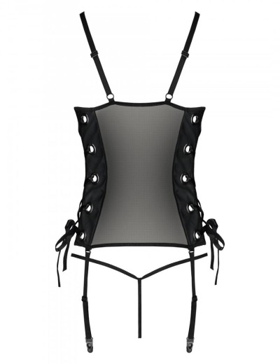 Соблазнительный корсет + стринги Passion MALWIA CORSET black, Цвет: черный, Размеры: 6XL/7XL, изображение 4