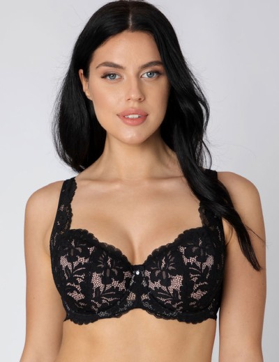 Бюстгальтер балконет тюльпан Subtille BELLA full cup черно-бежевый, Цвет: черный+беж, Размеры: 70H, изображение 3