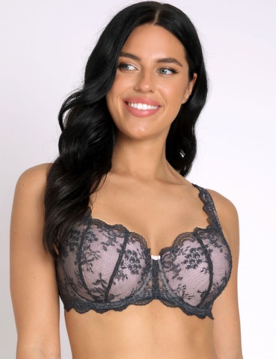 Бюстгальтер балконет тюльпан Subtille SABRINA full cup, Цвет: графит+пудровый, Размеры: 65E, изображение 4