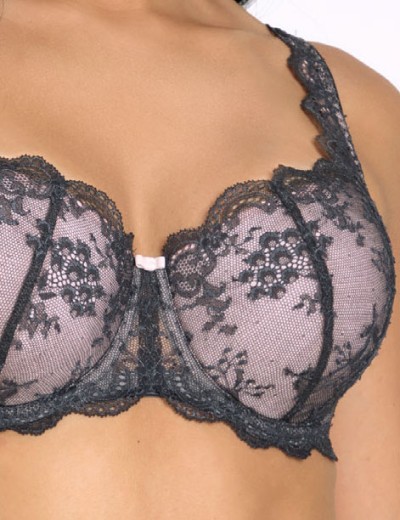 Бюстгальтер балконет тюльпан Subtille SABRINA full cup, Цвет: графит+пудровый, Размеры: 65E, изображение 3