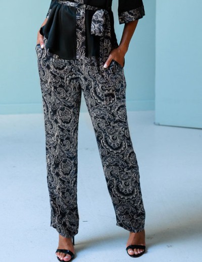 Пижама шелковая с принтом Mia-Mia VANDA 15188, Цвет: черный, Размеры: XL, изображение 5