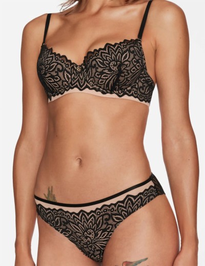 Бюстгальтер балконет пуш-ап Esotiq TROPHY 40341 черный+бежевый, Цвет: черный+бежевый, Размеры: 75E, изображение 2