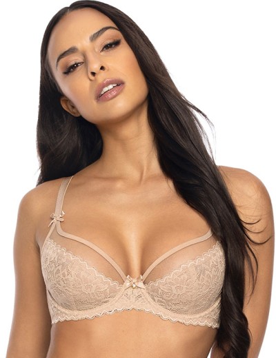 Мягкий бюстгальтер с кружевом MAT MILOU bezowy M-3533-2, Цвет: бежевый, Размеры: 65F, изображение 3