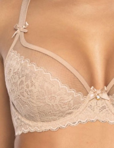 Мягкий бюстгальтер с кружевом MAT MILOU bezowy M-3533-2, Цвет: бежевый, Размеры: 65F, изображение 5