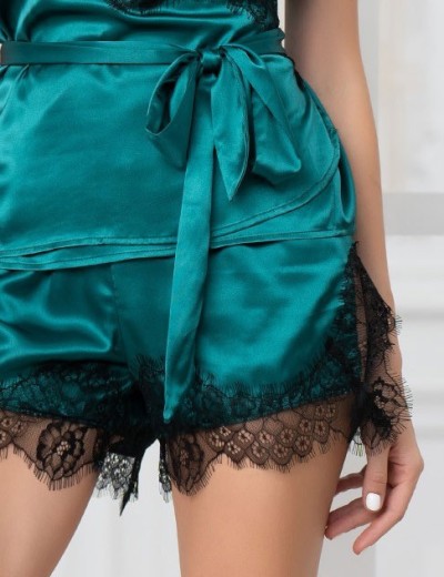 Шелковый комплект топ и шорты Mia-Amore WINDSOR 3882 изумруд, Цвет: изумруд, Размеры: XL, изображение 6