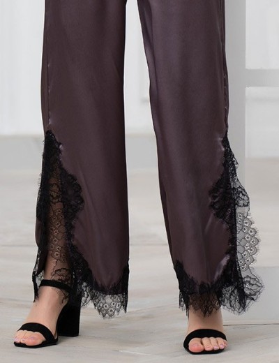 Пижама из натурального шелка с кружевом Mia-Amore WINDSOR 3886 баклажан, Цвет: баклажан, Размеры: M, изображение 6