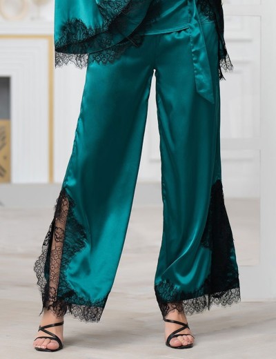 Пижама из натурального шелка с кружевом Mia-Amore WINDSOR 3886 изумруд, Цвет: изумруд, Размеры: L, изображение 6