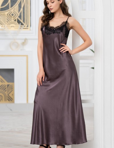 Длинная шелковая сорочка Mia-Amore WINDSOR 3888 баклажан, Цвет: баклажан, Размеры: XL, изображение 5