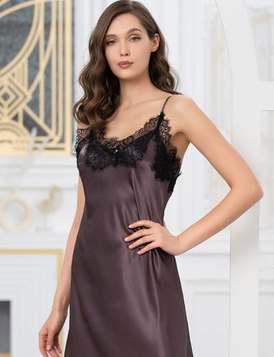 Длинная шелковая сорочка Mia-Amore WINDSOR 3888 баклажан, Цвет: баклажан, Размеры: XL, изображение 3