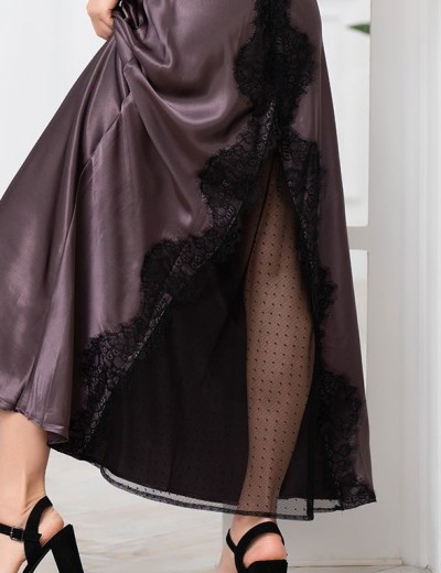 Длинная шелковая сорочка Mia-Amore WINDSOR 3888 баклажан, Цвет: баклажан, Размеры: XL, изображение 6