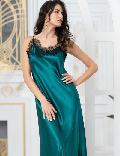 Длинная шелковая сорочка Mia-Amore WINDSOR 3888 изумруд, Цвет: изумруд, Размеры: M, изображение 3