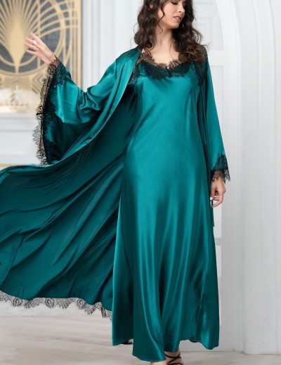 Длинная шелковая сорочка Mia-Amore WINDSOR 3888 изумруд, Цвет: изумруд, Размеры: M, изображение 5