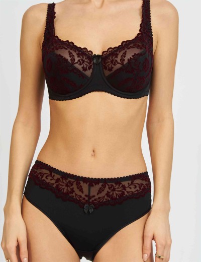 Бюстгальтер полумягкий с флок напылением Simona M 900 бархат бордо, Цвет: бархат бордо, Размеры: 75G, изображение 2