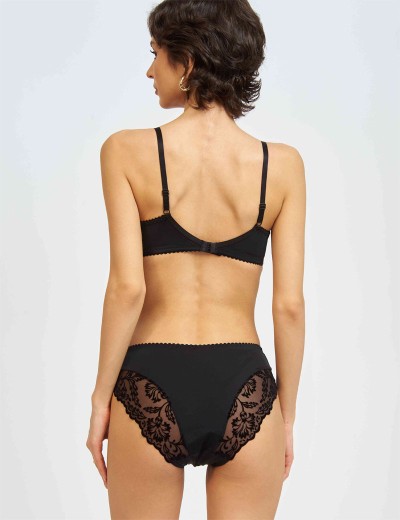 Бюстгальтер полумягкий с флок напылением Simona M 900 бархат черный / пион, Цвет: бархат черный/пион, Размеры: 75E, изображение 8