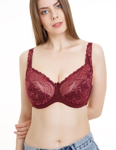 Бюстгальтер полумягкий биколор Simona M 900 бордо-роза, Цвет: бордо-роза, Размеры: 95C, изображение 2
